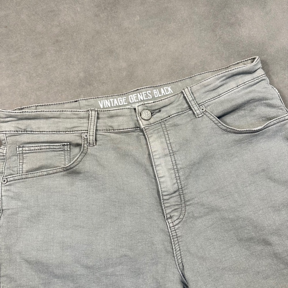 Vintage Genes Black Denim Shorts Mens 36 Gray Slim Fit Stretch Excellent - Picture 1 of 8